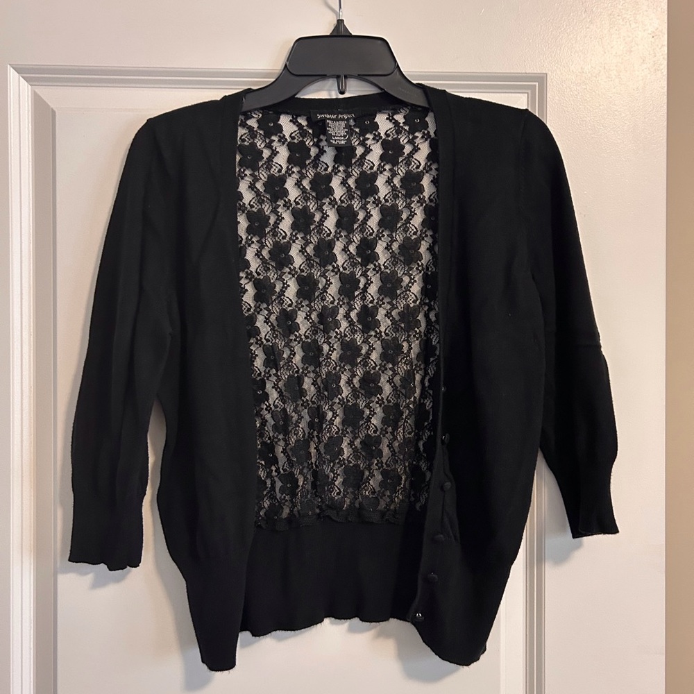 Sweater Project Black Lace Cardigan